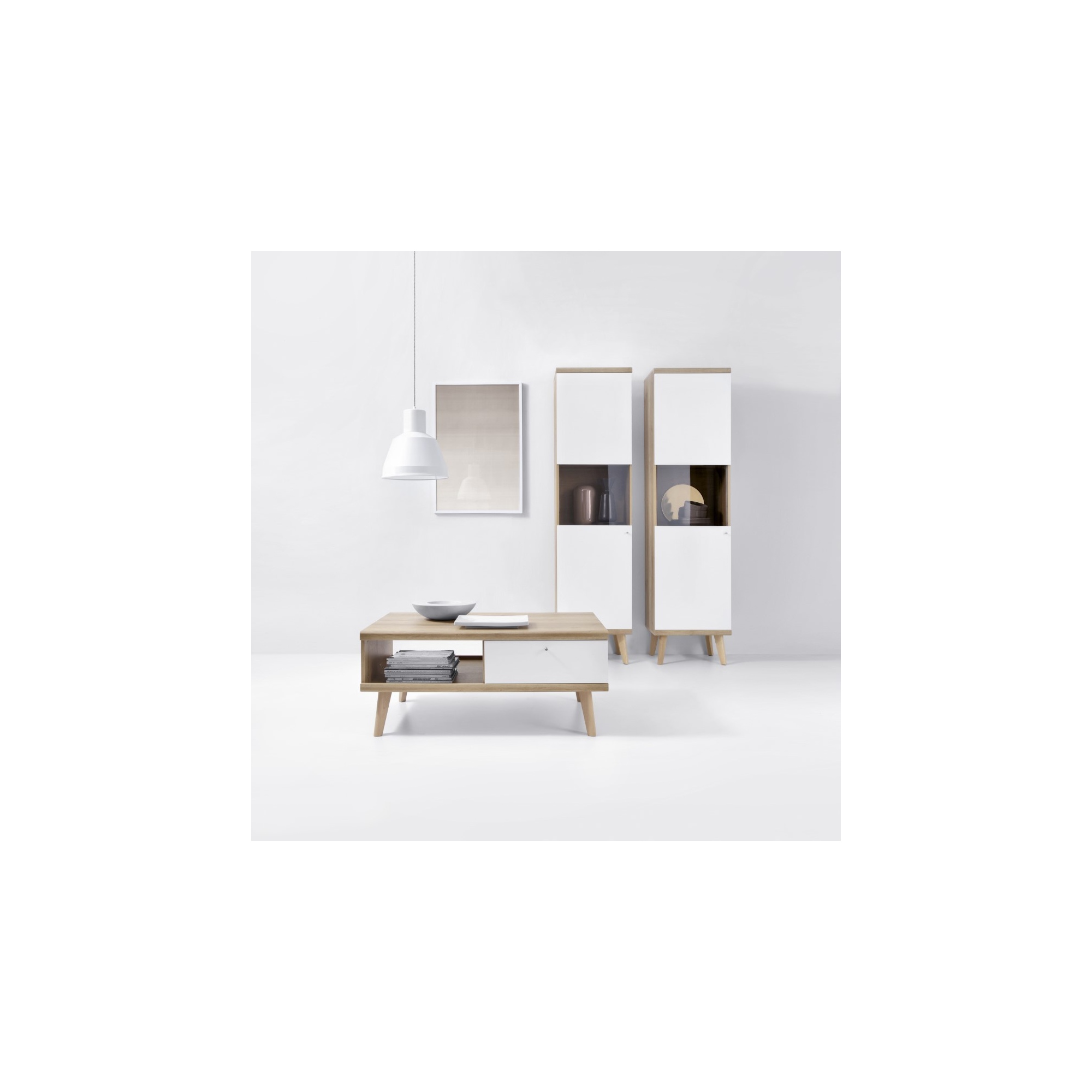 Stolik kawowy dąb riviera/biały