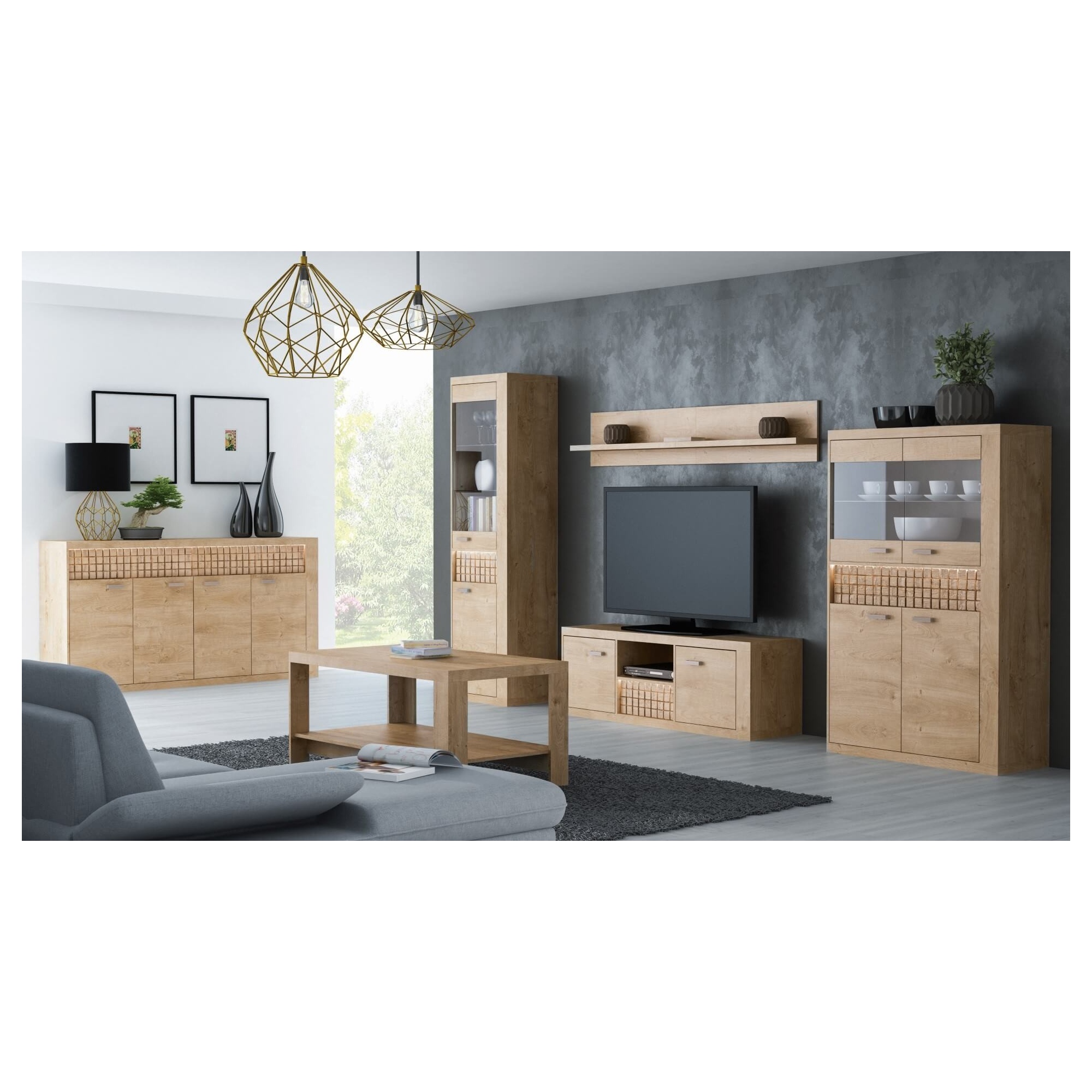 Stojąca szafka RTV 151 cm w kolorze dąb ribbeck