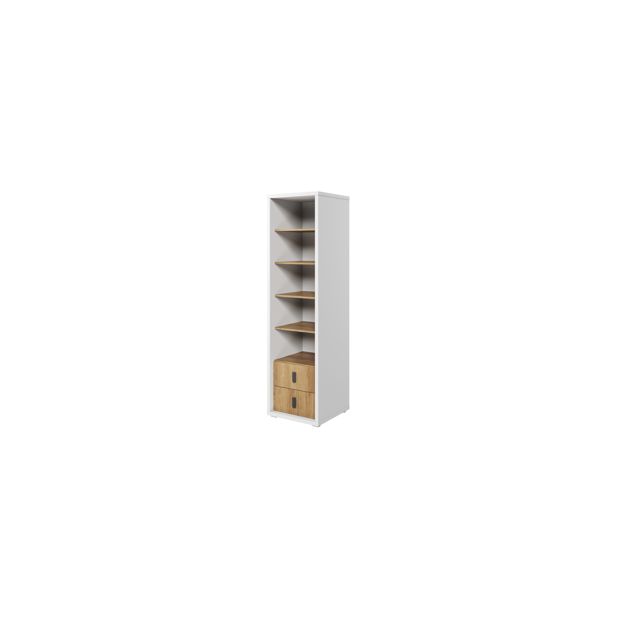 Regał wysoki 55 cm biały/hikora naturalna