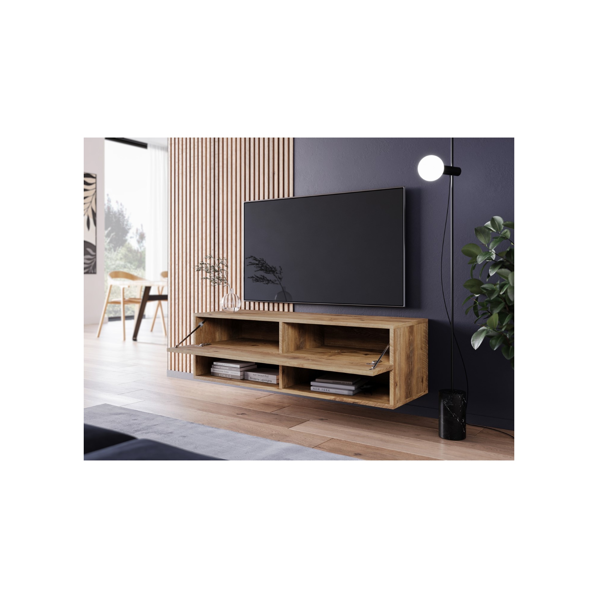 Wąska szafka pod TV ANNE w kolorze Kastanien Breslau