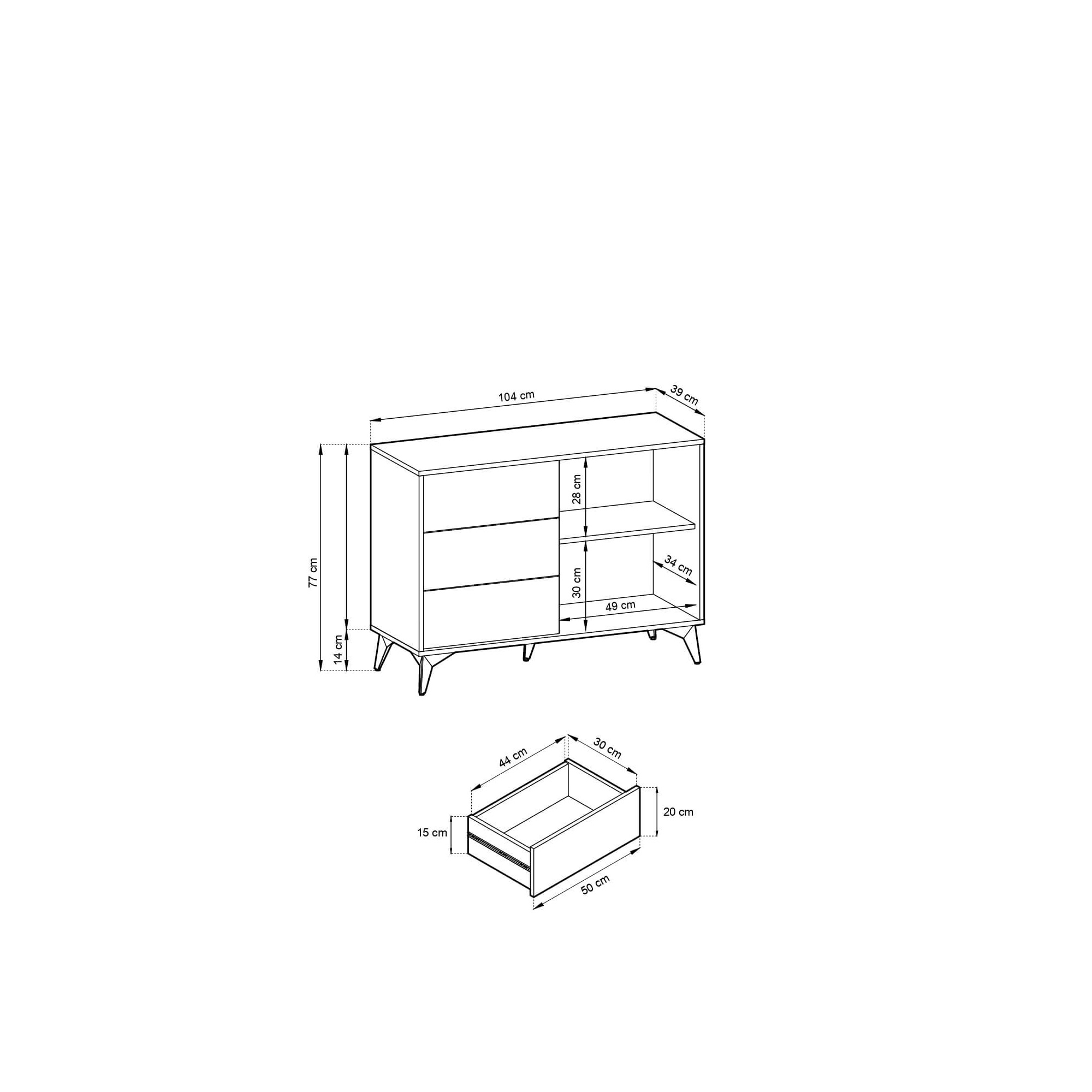 Komoda DIAMOND na metalowych nogach