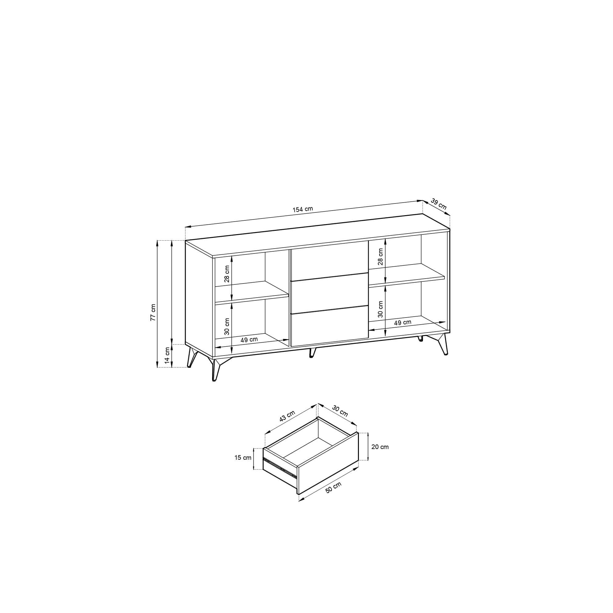 Komoda DIAMOND na metalowych nogach