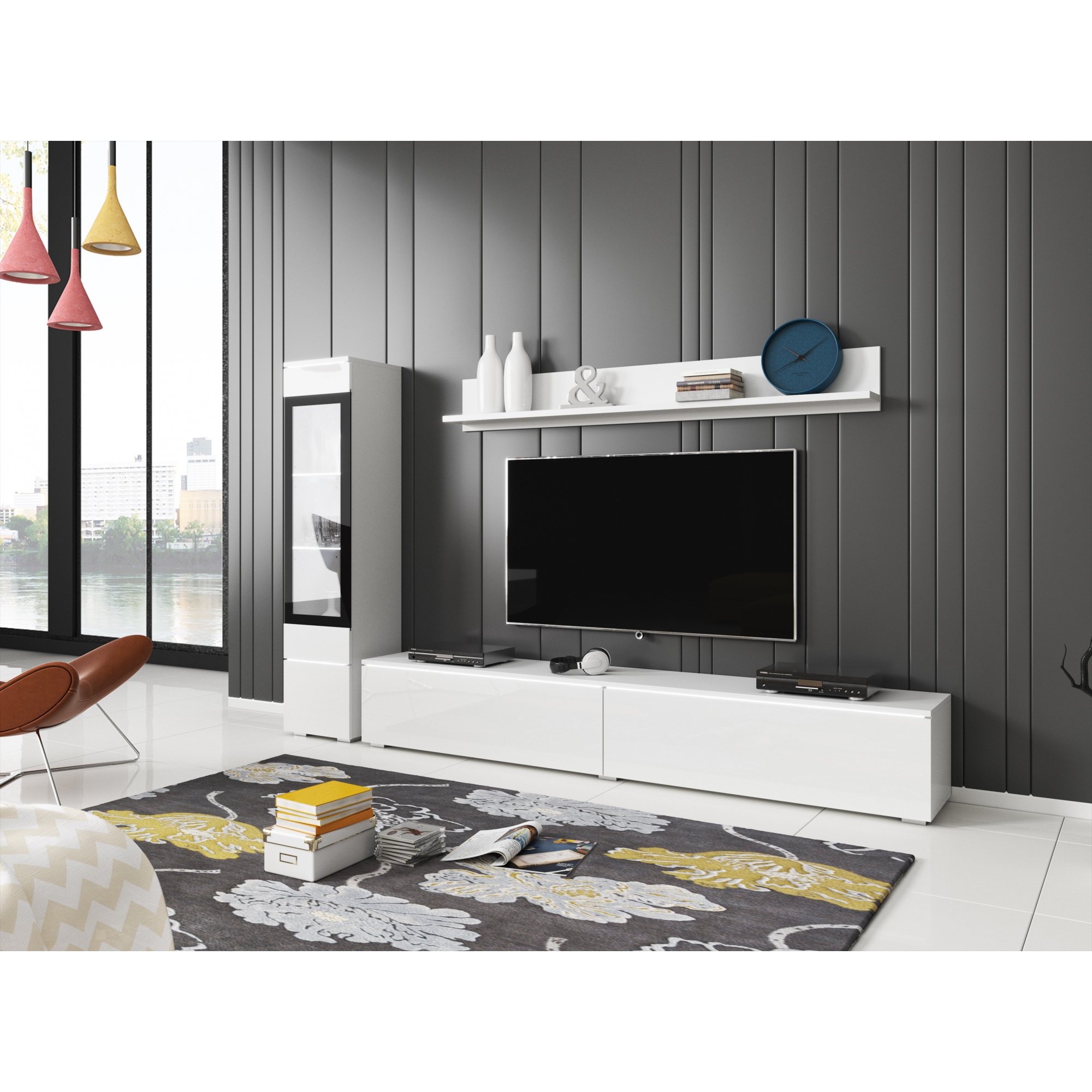 Nowoczesna biała meblościanka 