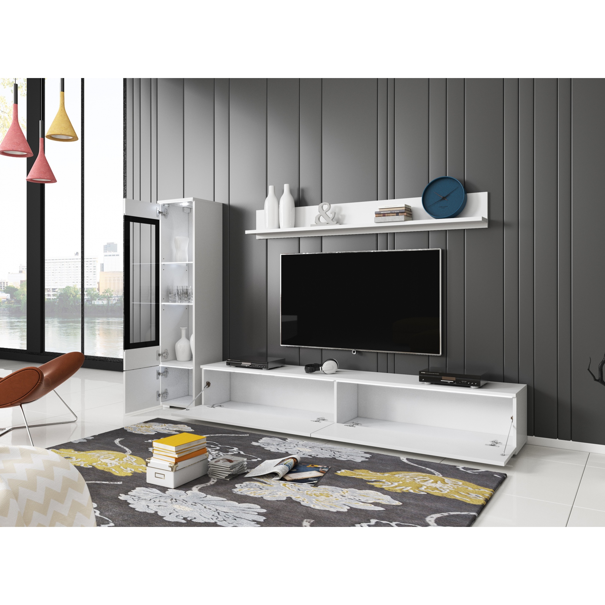 Nowoczesna biała meblościanka 