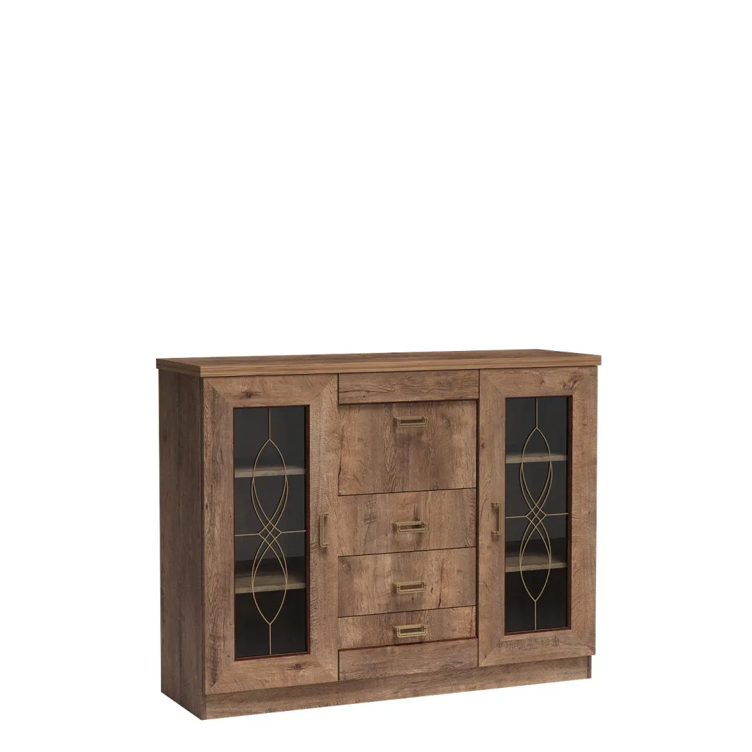 Komoda szeroka do salonu KLASI 140 cm w kolorze dąb lefkas