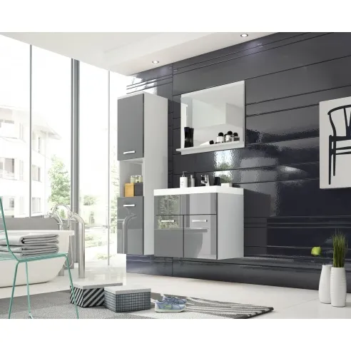 Komplet mebli łazienkowych w szarym kolorze - Montreal