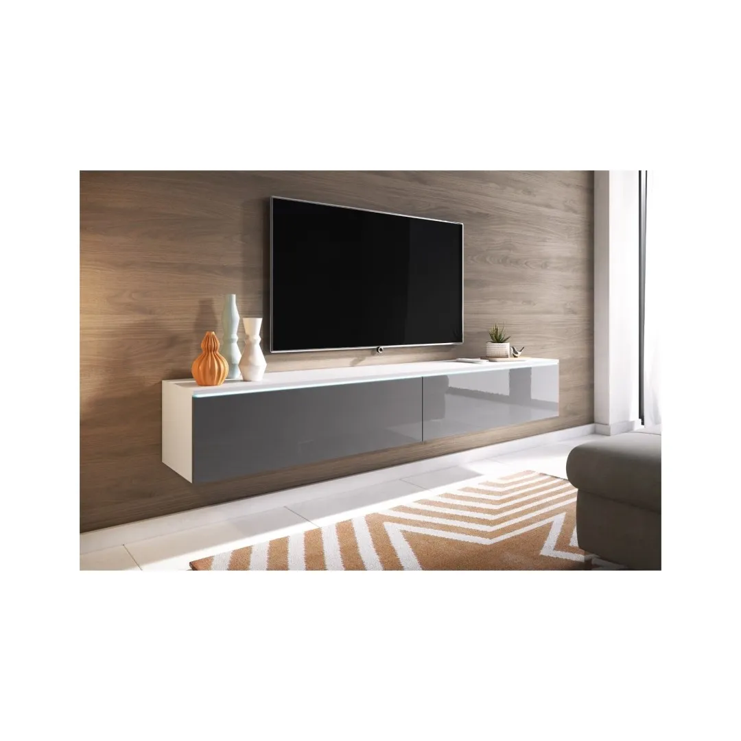 Szafka pod telewizor "DIDI" 180 cm biały / szary połysk