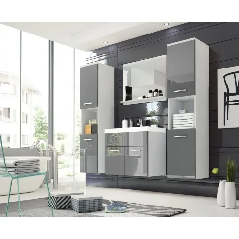 Komplet mebli łazienkowych w kolorze szary połysk - Montreal XL