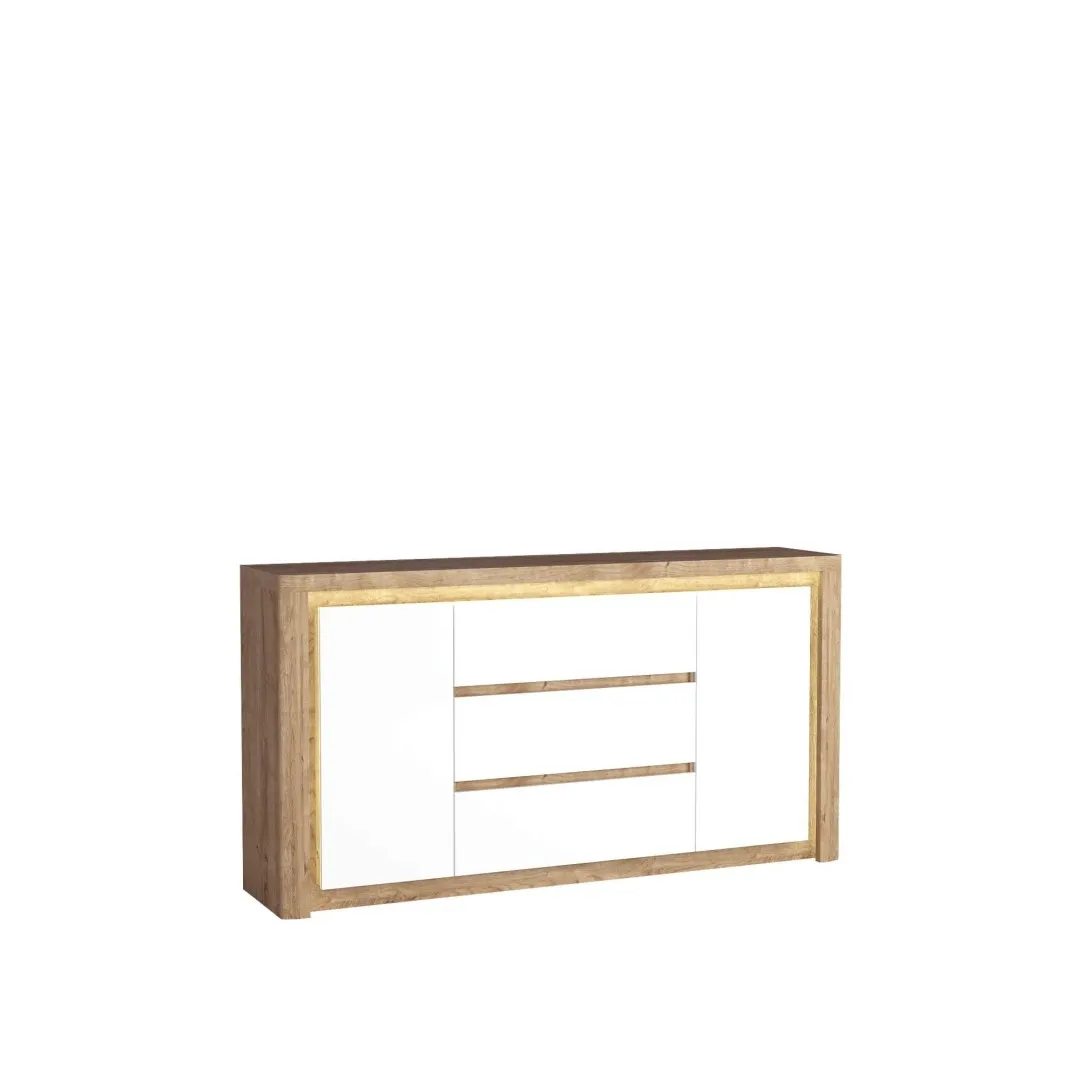 Komoda LIVIO 184 cm dąb ribbeck/biały połysk