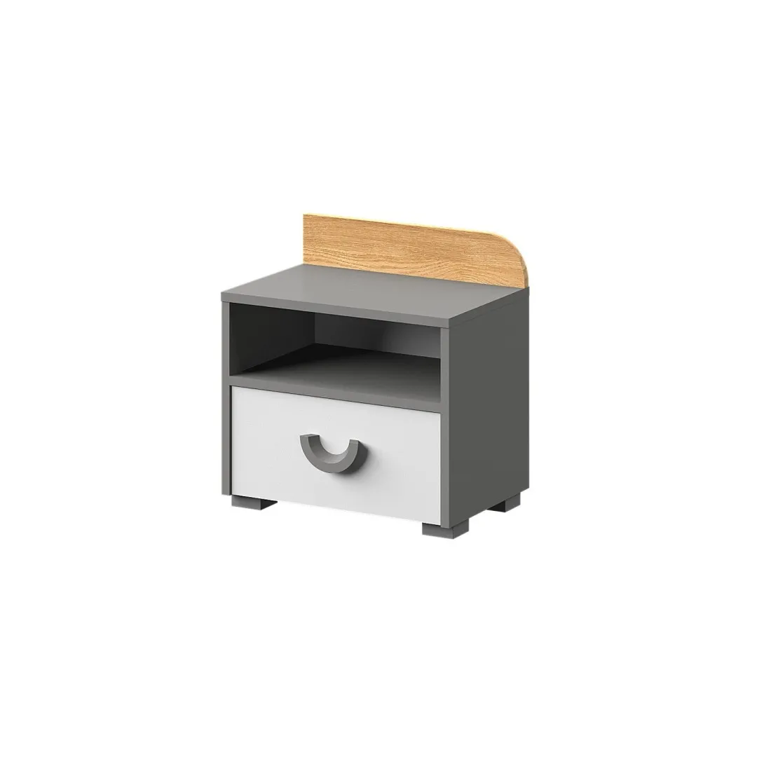 Szafka nocna Carina Dąb Nash / biały / jasny grafit
