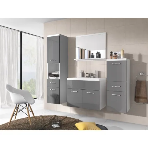 Meble łazienkowe szary połysk - ALBA