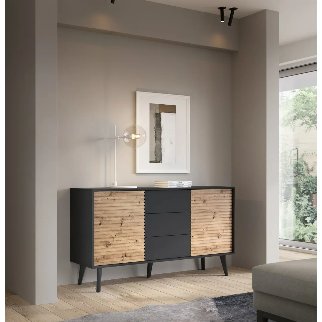 Szeroka komoda "VILLOV" z szufladami i frontami MDF