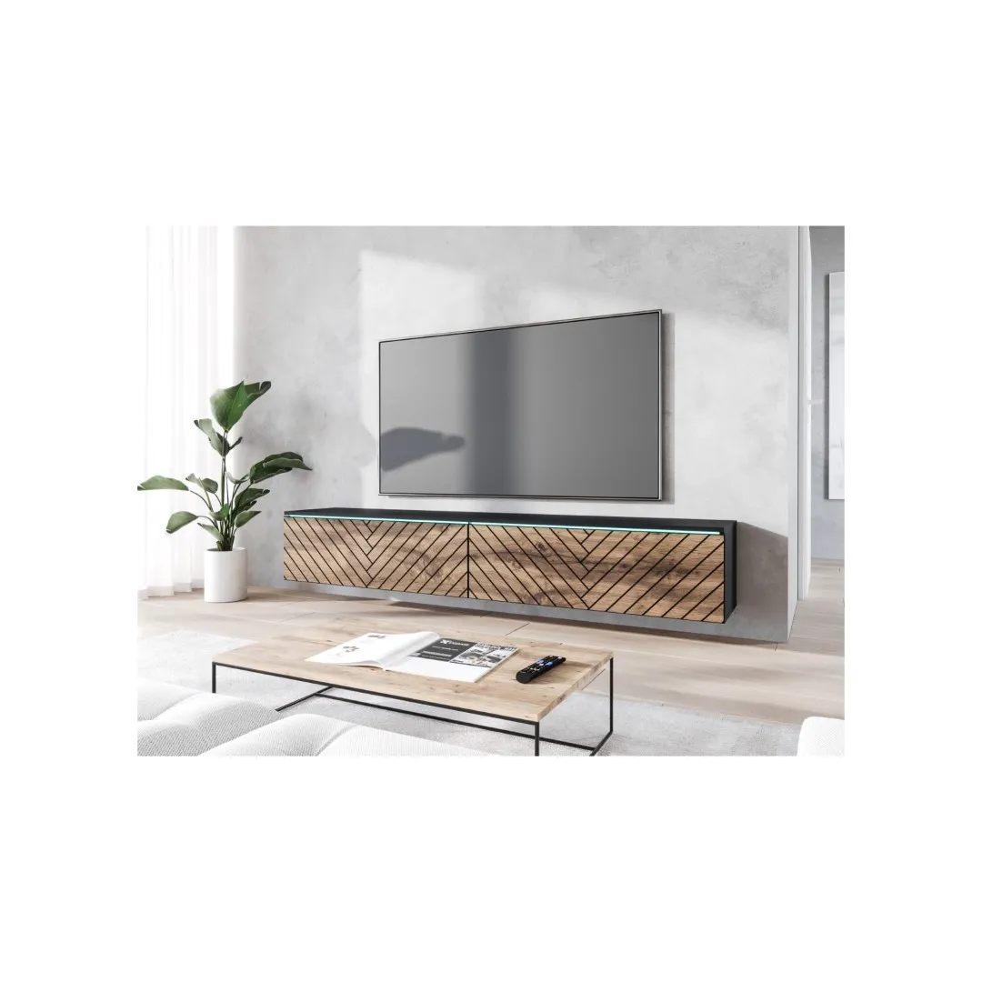 Szafka RTV "DONNA", 180 cm, front MDF z wzorem 3D