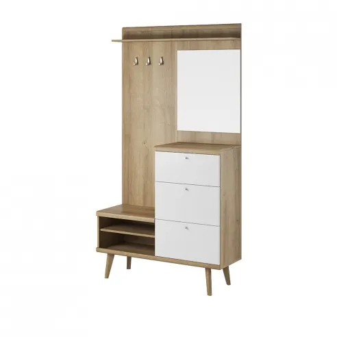 Garderoba "OSLO" z lustrem, dąb Riviera / biały mat