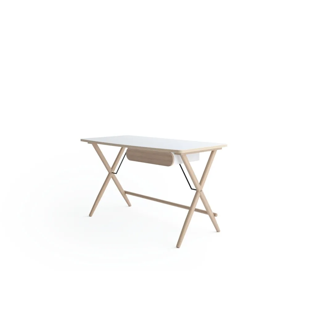 Biurko MORELIA biały/dąb jasny