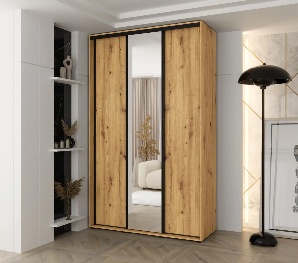 Szafa z drzwiami przesuwnymi Vado, 3 drzwi, lustro, 150-200 cm